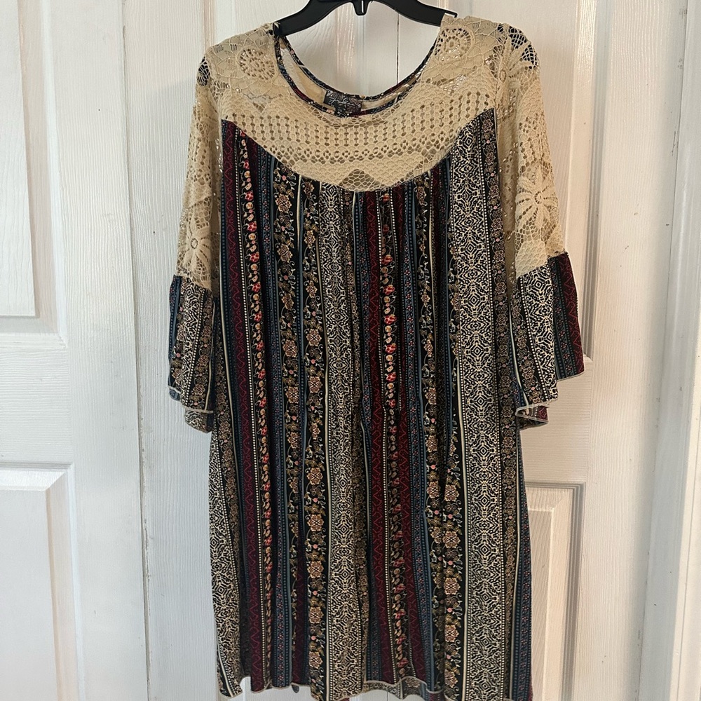 Bohemian Lace Patchwork Mini Dress
